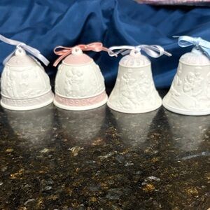 Lladro White and Pink Decorative Bells